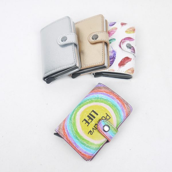 Best Selling Pop-up Automatic Aluminum Card Wallet with PU Covered