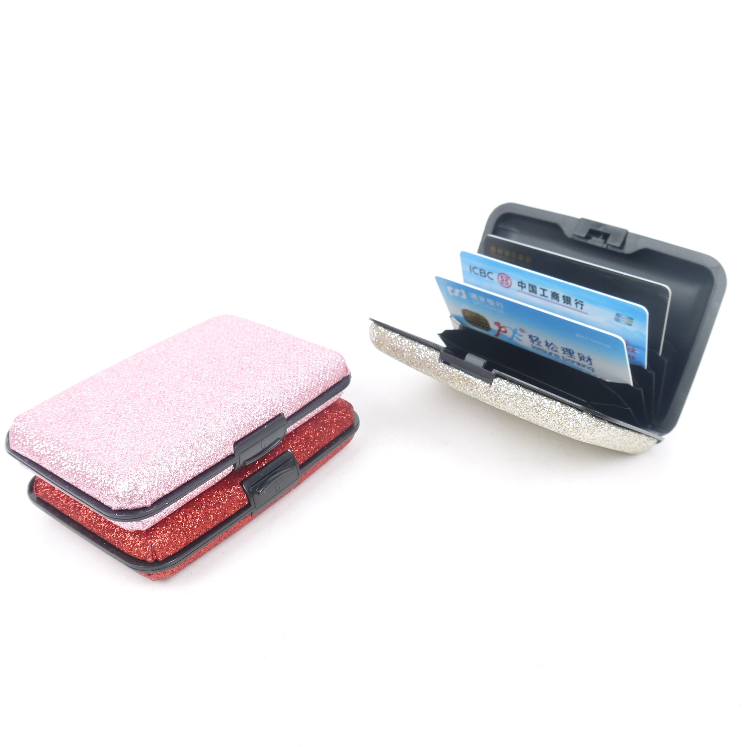 Hot Selling Aluminum Card Case with Shining PU 1