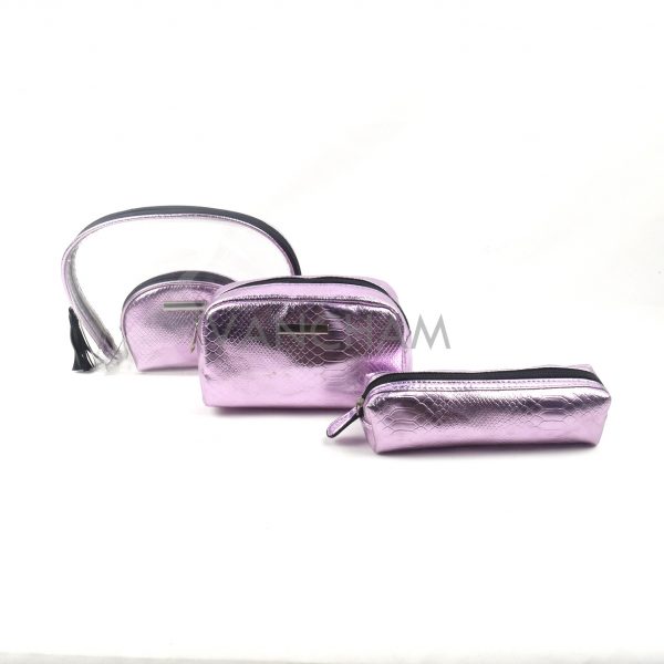 LILAC POP PINK/ PURPLE REIGN SNAKESKIN COSMETIC BAGS